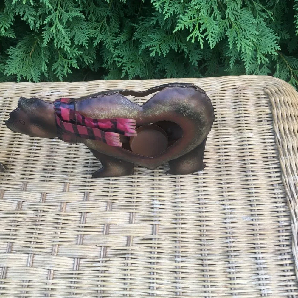 Cute Metal Bear Candle Holders, set of 2